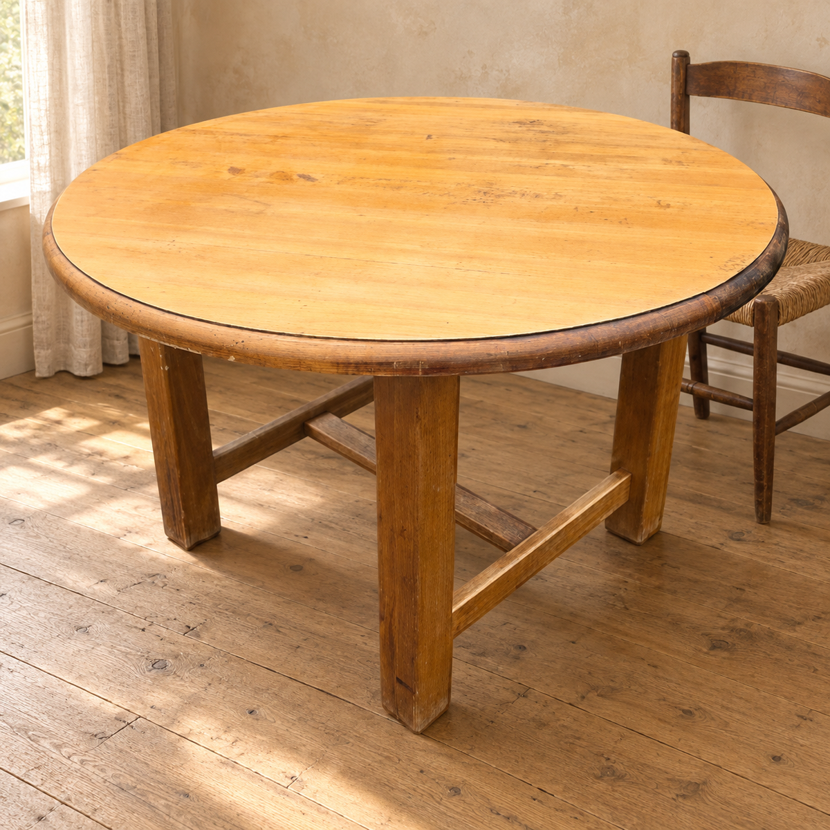 Table ronde chêne massif
