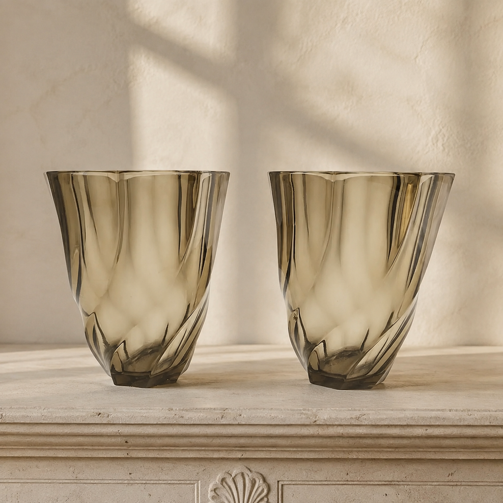 Paire de vases en verre fumé, années 1950