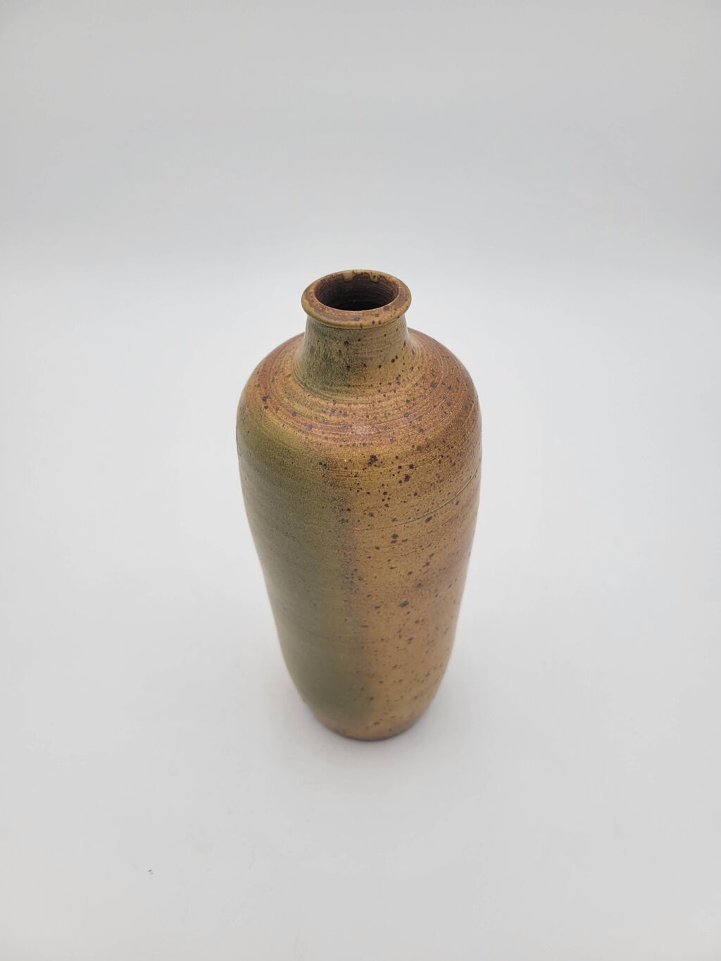 Vase artisanal vintage en grès pyrité