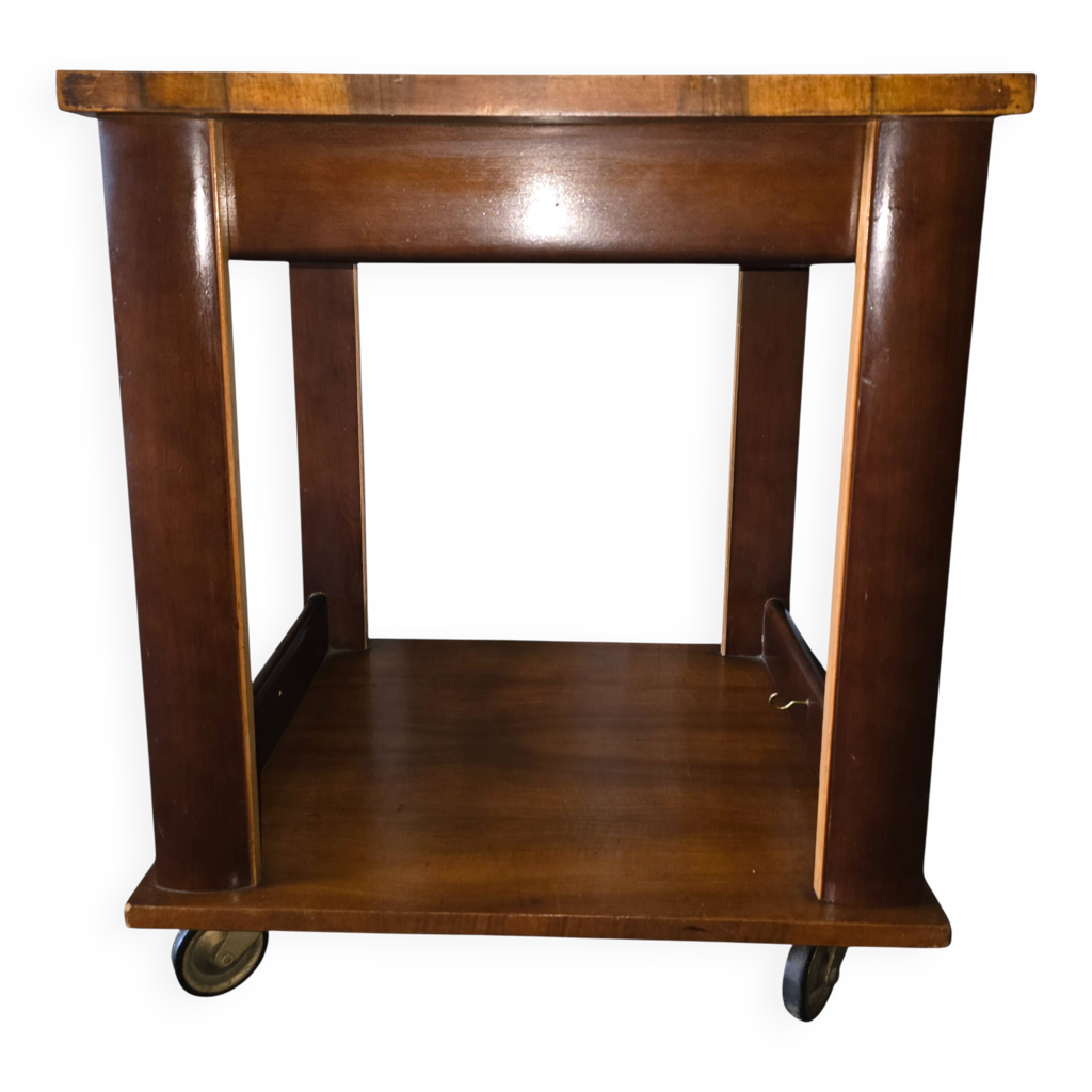 Table d’appoint / desserte Art déco en bois sur roulettes