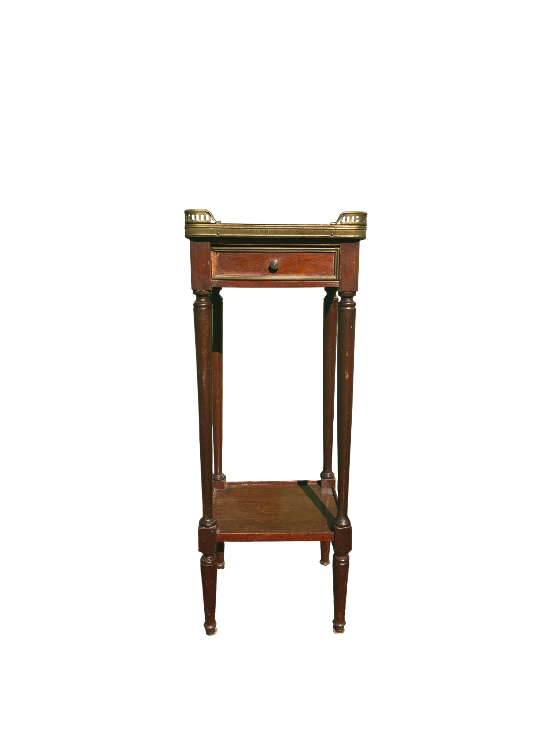 Table d’appoint Louis XVI en acajou, marbre et laiton – vue 4