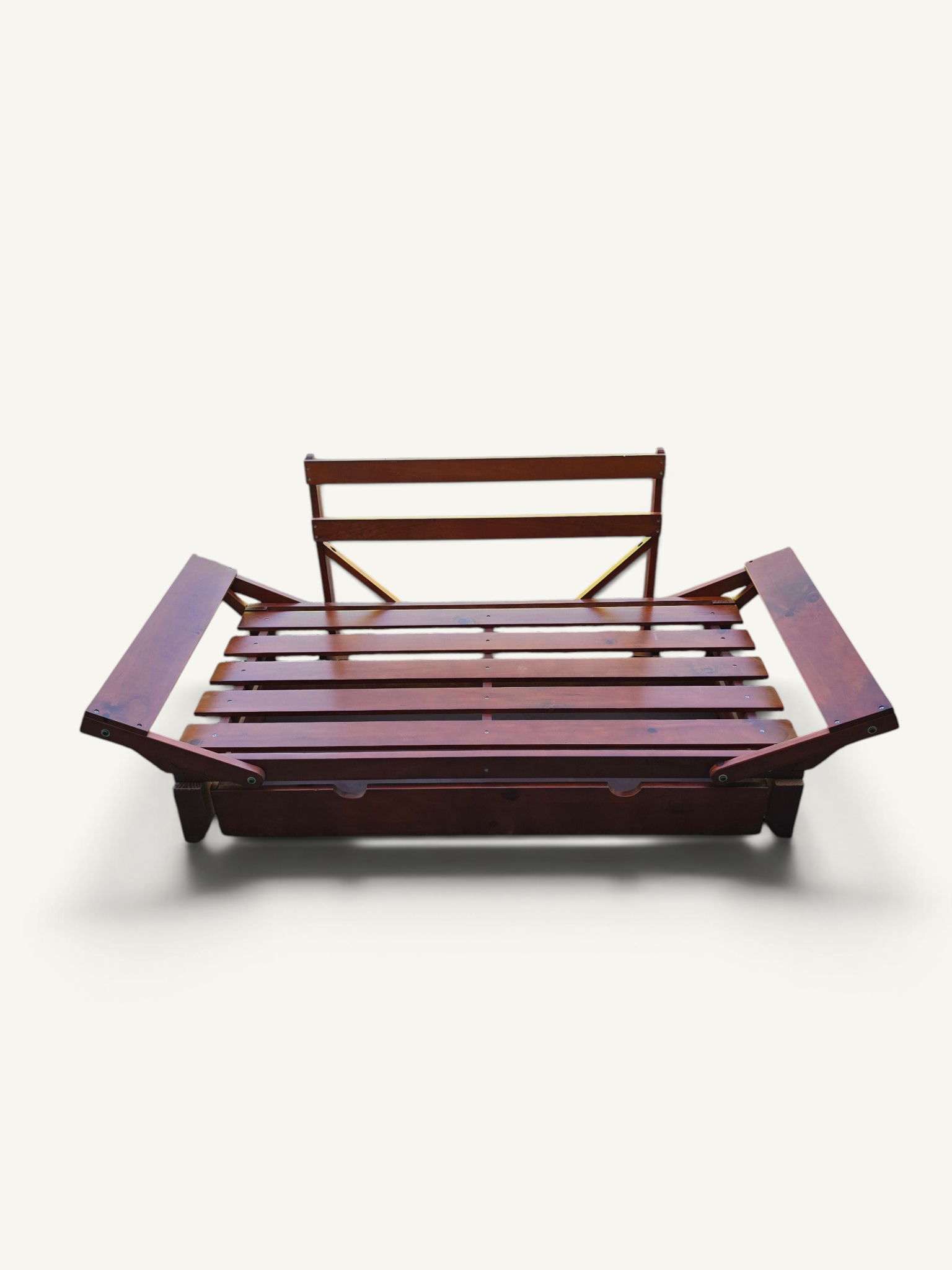 Structure de banquette-lit convertible en bois avec tiroir de rangement
