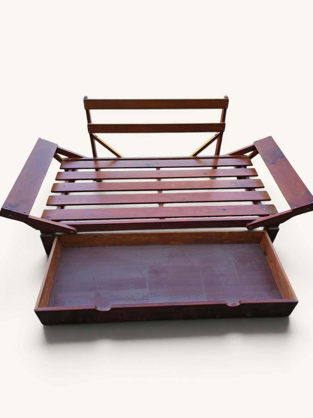 Structure de banquette-lit convertible en bois avec tiroir de rangement