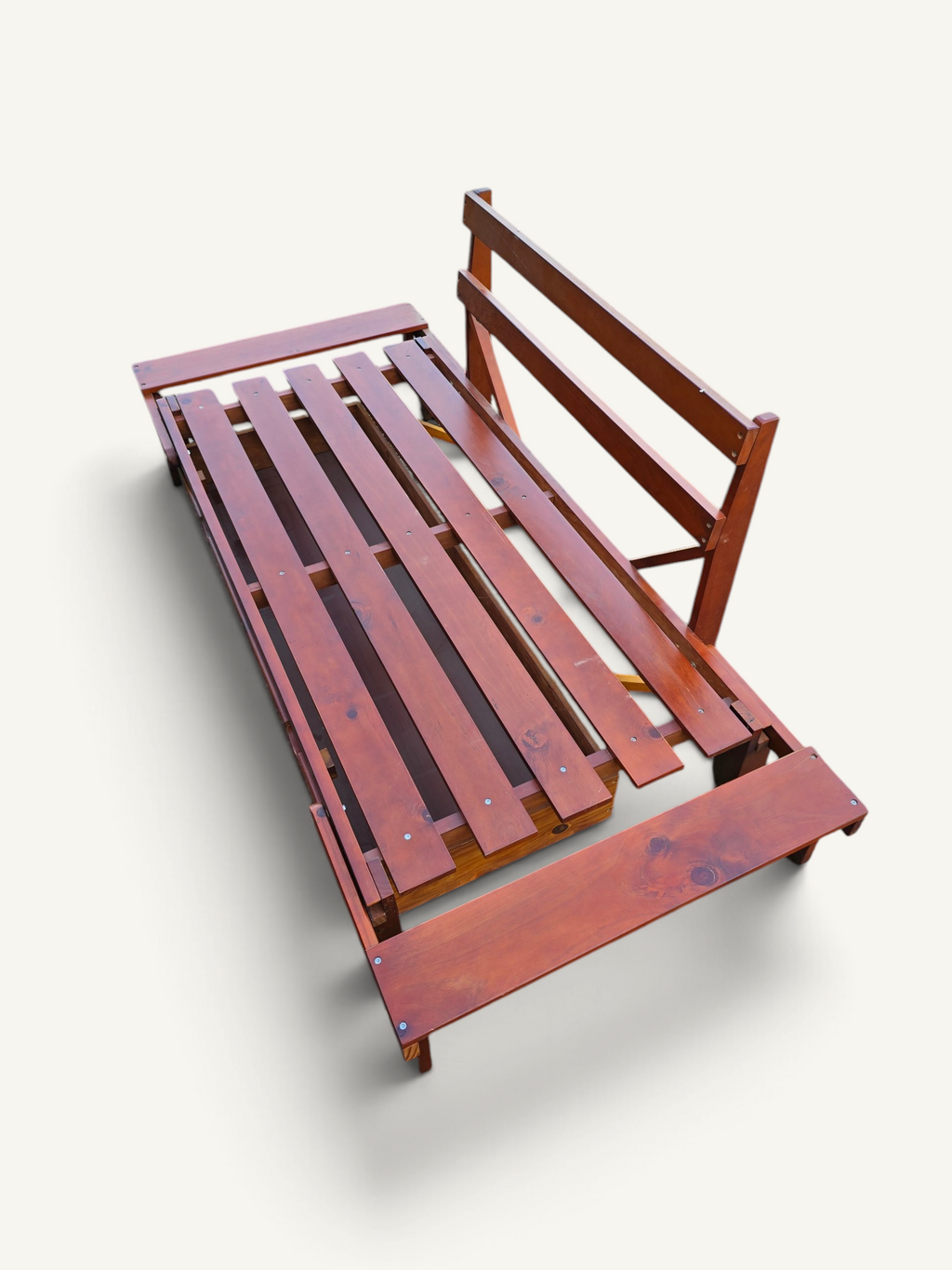 Structure de banquette-lit convertible en bois avec tiroir de rangement