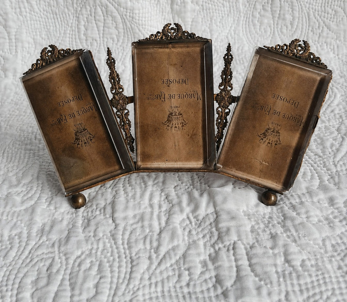Cadre porte-photographies triple Roolf Paris – style Louis XVI – vers 1900