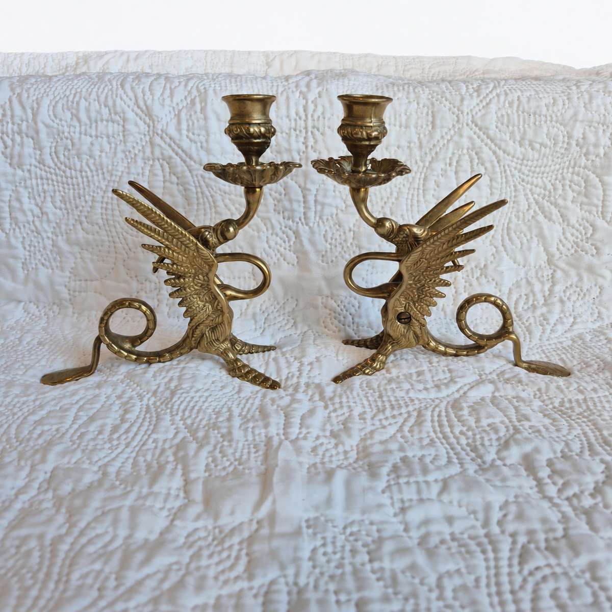 Paire de bougeoirs à décor de dragons ailés – Style Napoléon III