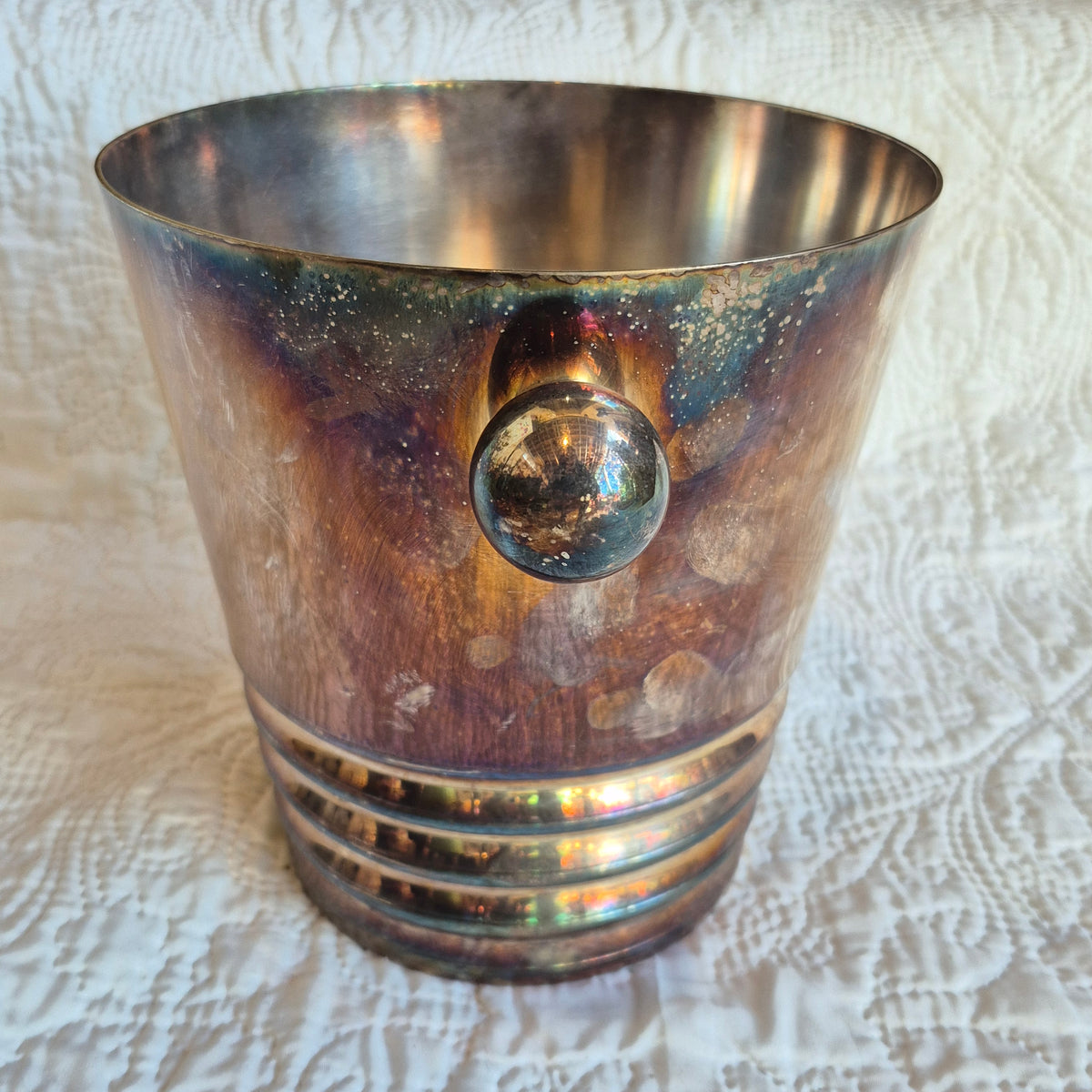 Ensemble de bar en métal argenté de style Art déco – Seau à champagne et shaker