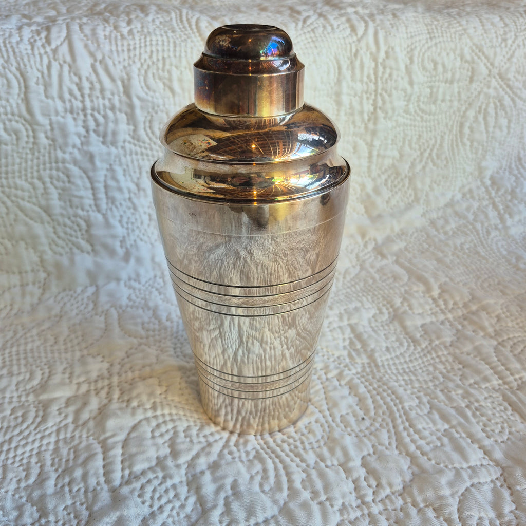 Ensemble de bar en métal argenté de style Art déco – Seau à champagne et shaker