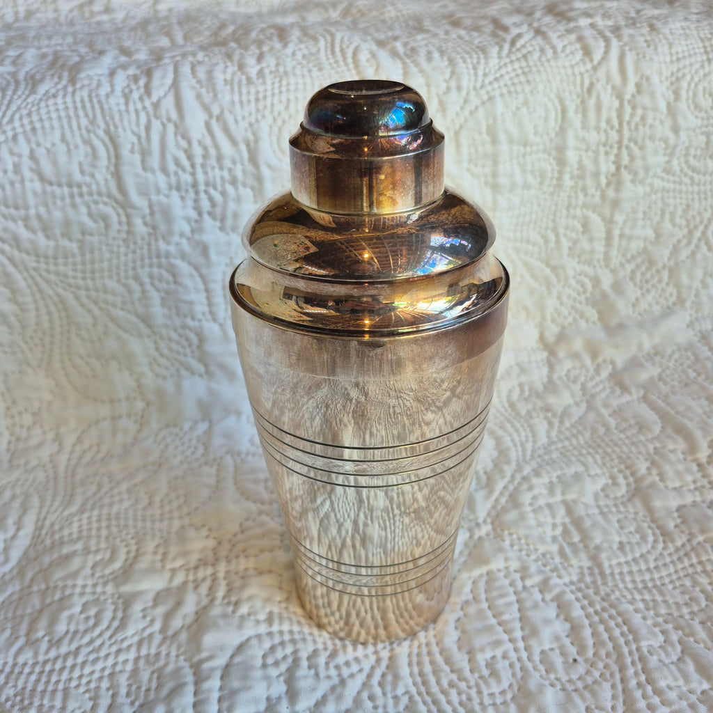 Ensemble de bar en métal argenté de style Art déco – Seau à champagne et shaker