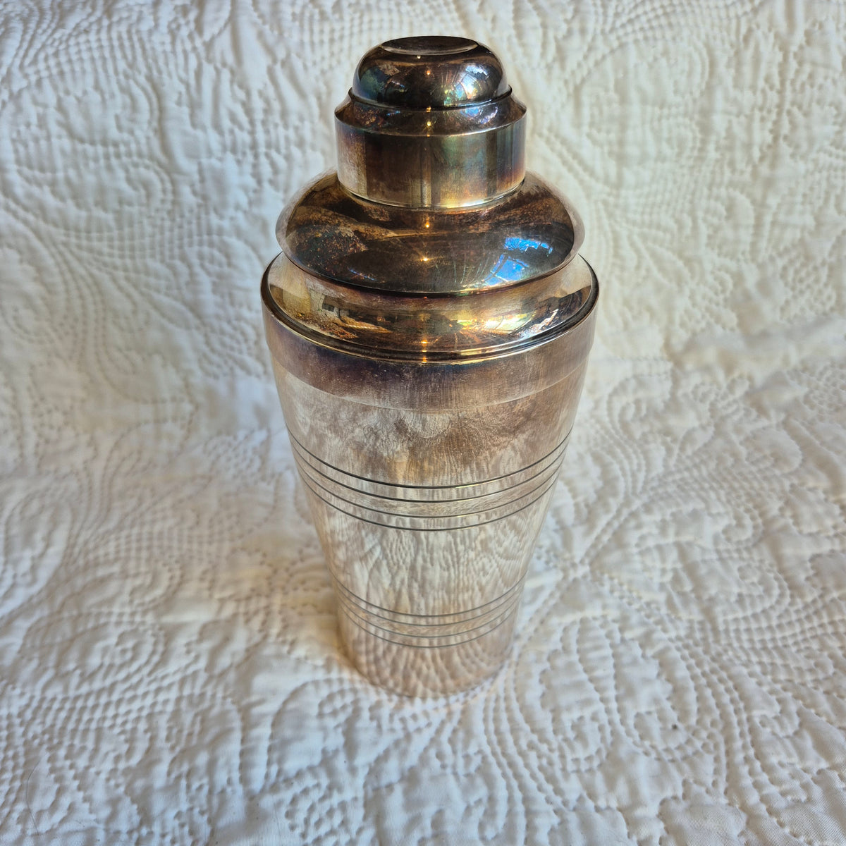 Ensemble de bar en métal argenté de style Art déco – Seau à champagne et shaker
