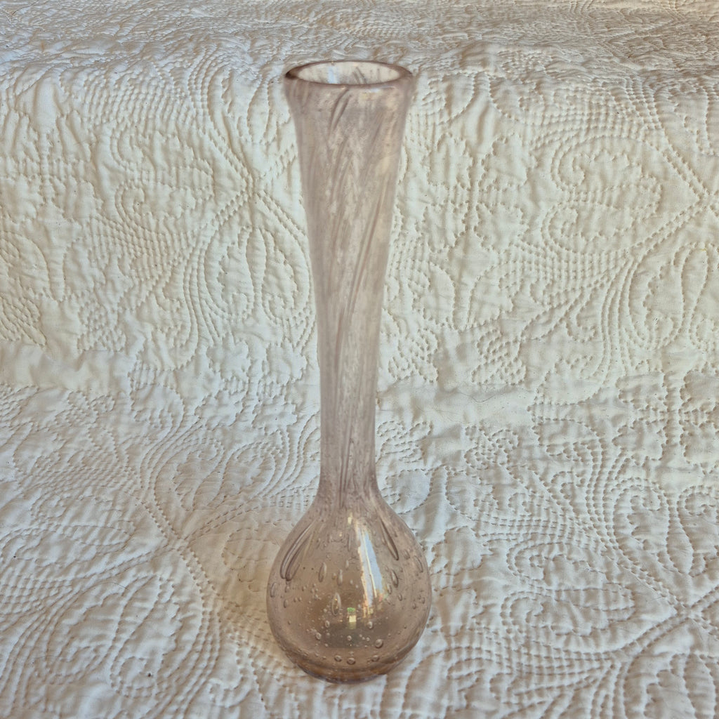 Vase soliflore La Rochère en verre bullé rose – Soufflé à la bouche