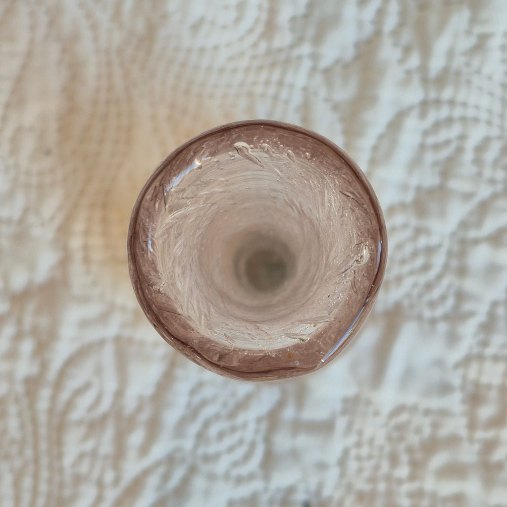 Vase soliflore La Rochère en verre bullé rose – Soufflé à la bouche