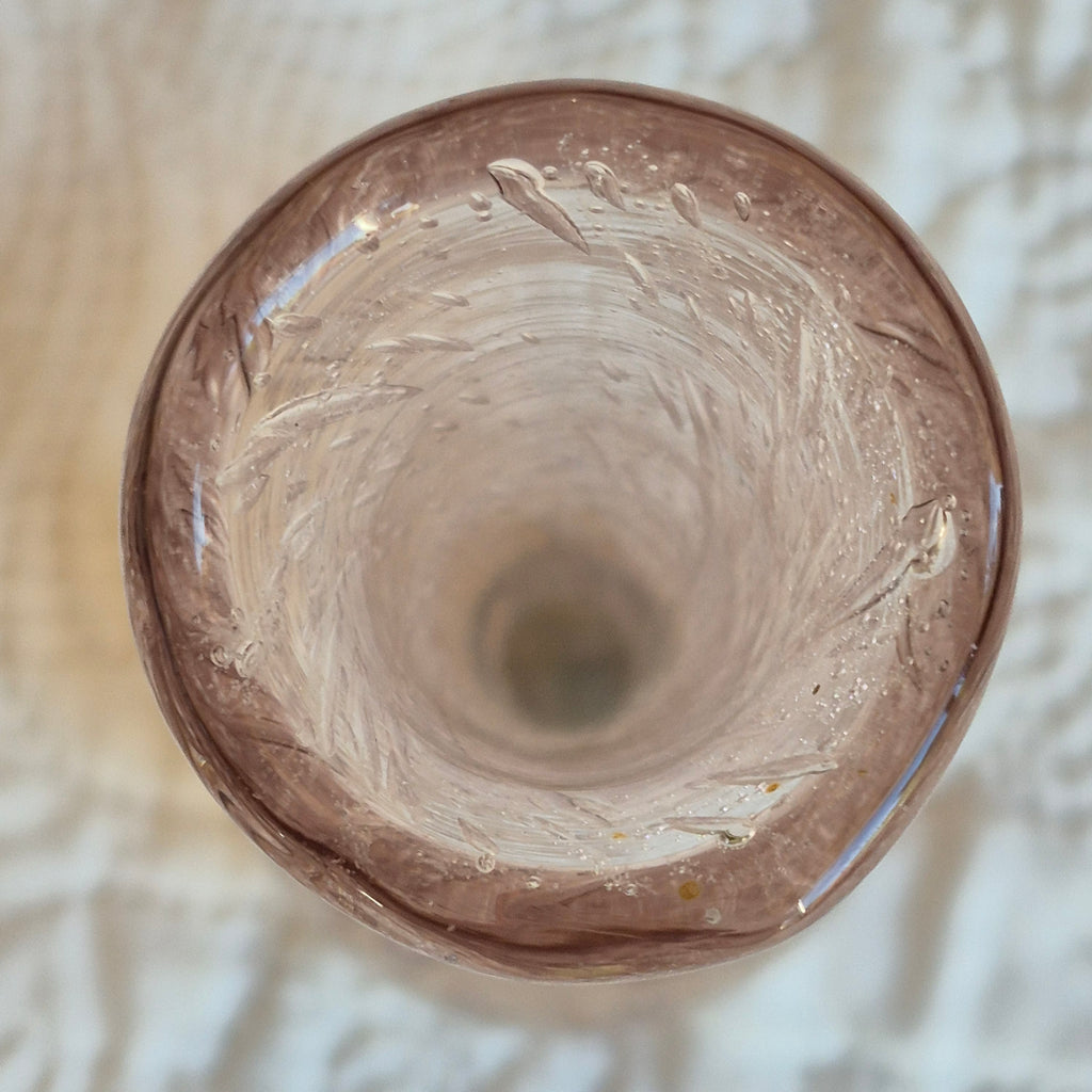Vase soliflore La Rochère en verre bullé rose – Soufflé à la bouche