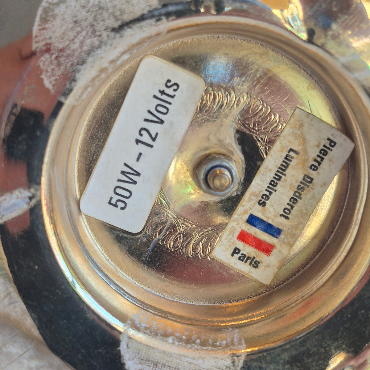 Paire de lampes spots orientables en métal doré – Pierre Disderot Luminaires, Paris