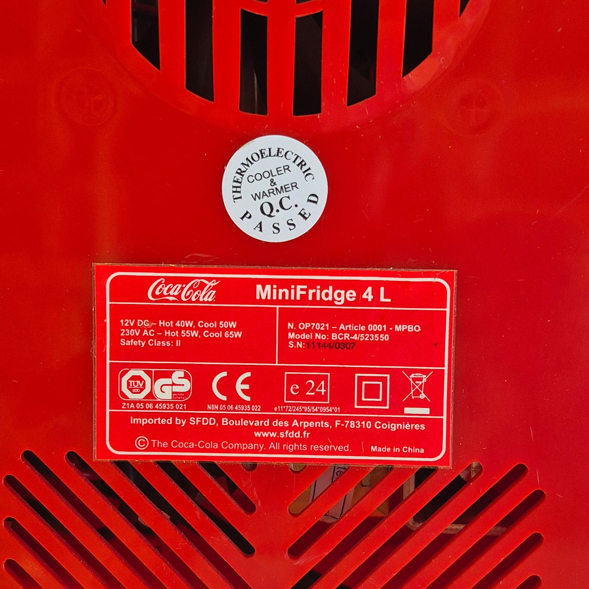 Mini-frigo Coca-Cola « Ice Cold » 4 litres – Design rétro rouge et blanc