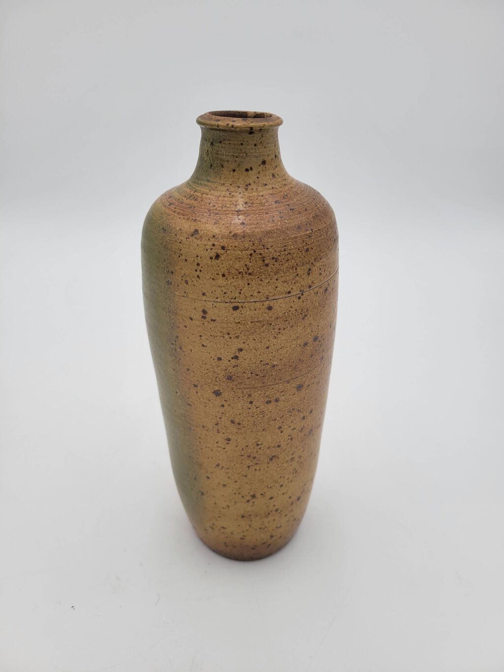 Vase artisanal vintage en grès pyrité