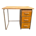 Bureau vintage années 50 bois et métal à caisson 3 tiroirs