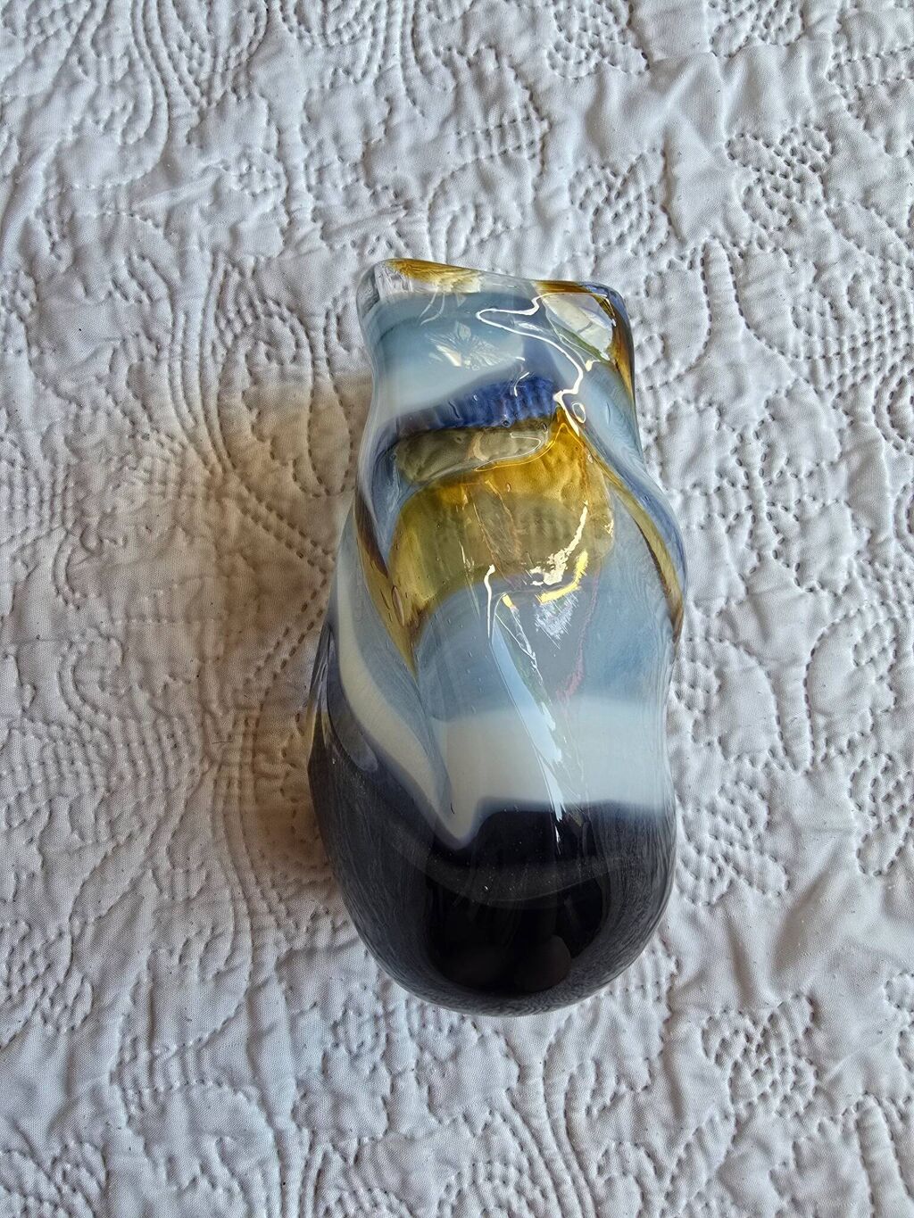 Vase soliflore en verre soufflé Mdina Glass Malta signé 2013