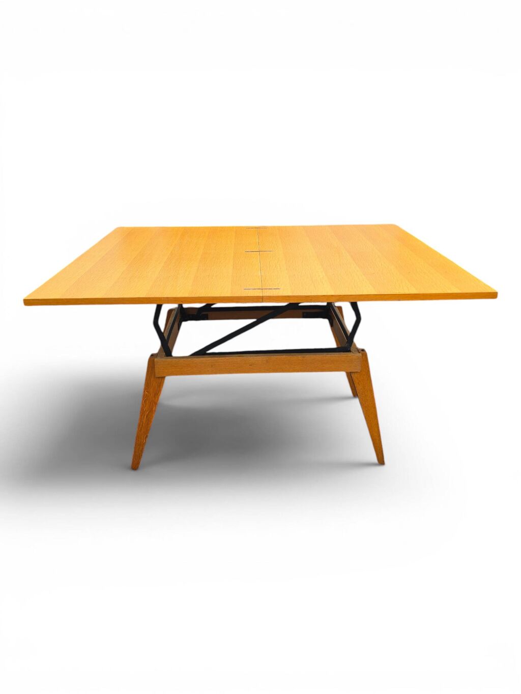 Table basse transformable scandinave en bois clair, années 60