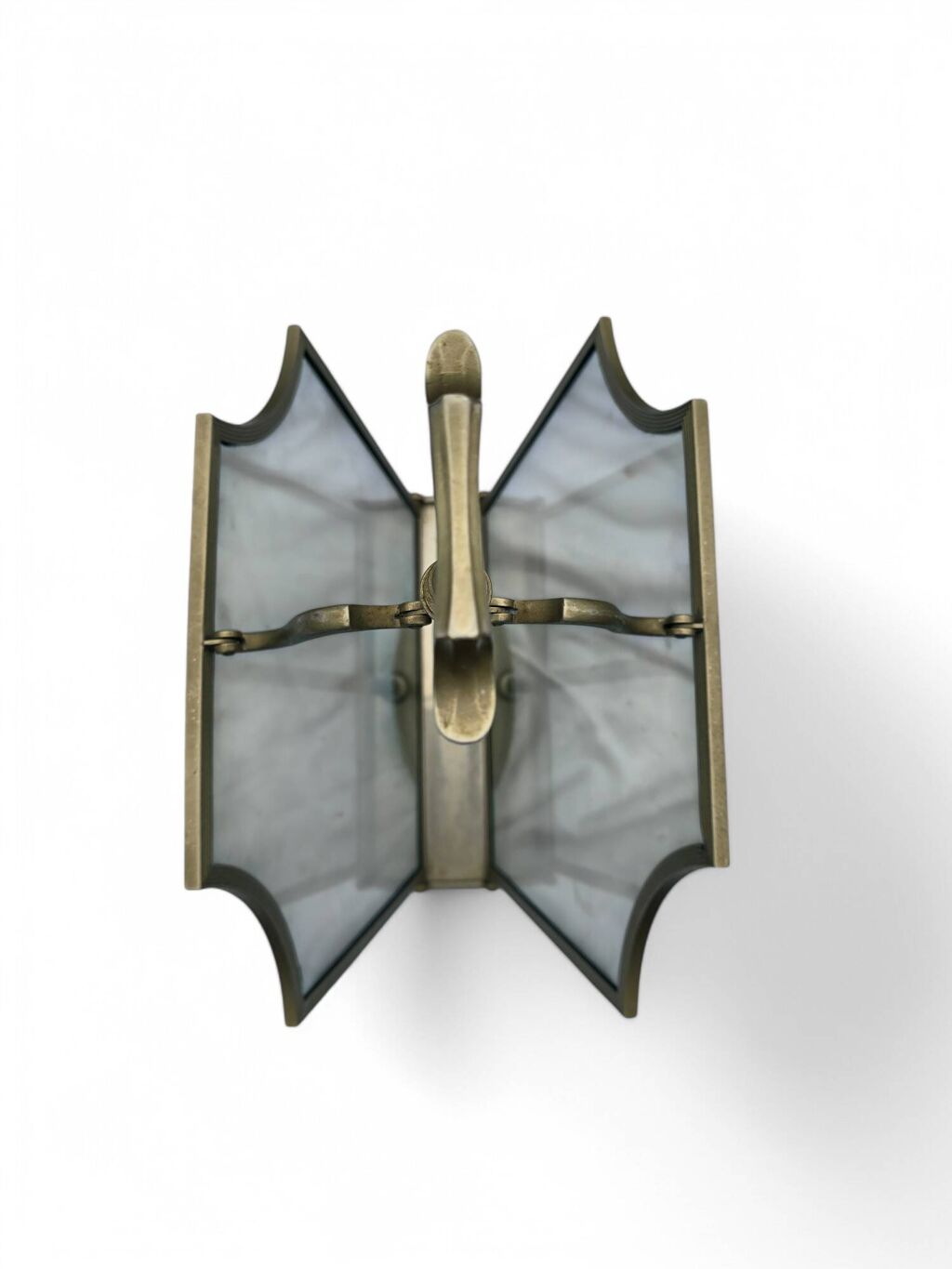 Porte-revues ancien en métal et verre