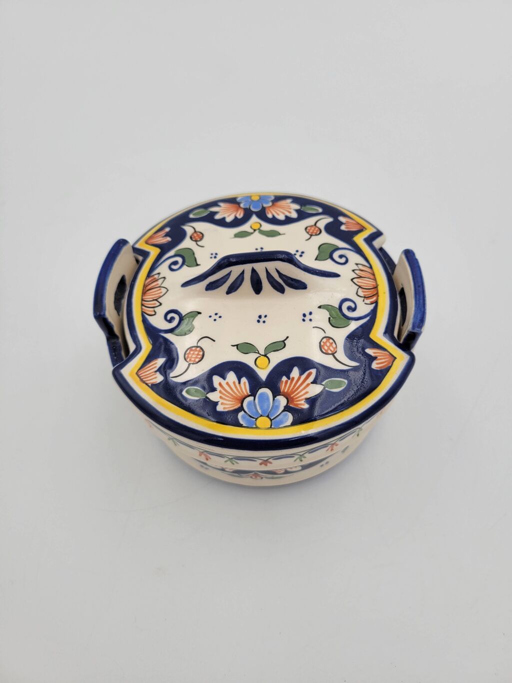 Pot avec couvercle en Porcelaine de Rouen