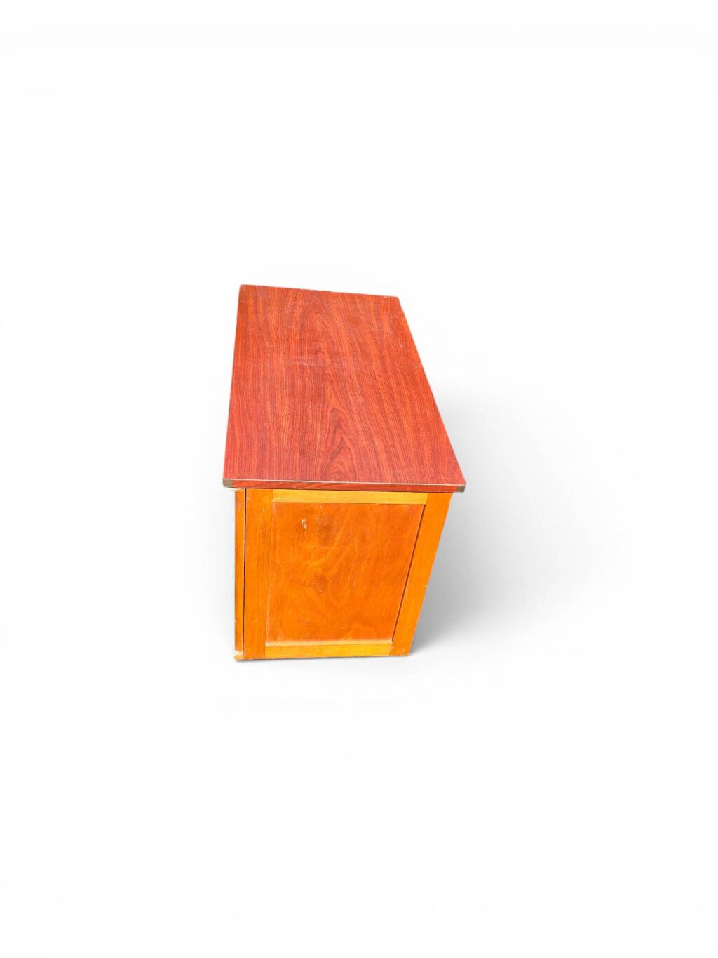 Bureau vintage années 50 en Formica rouge, bois et métal