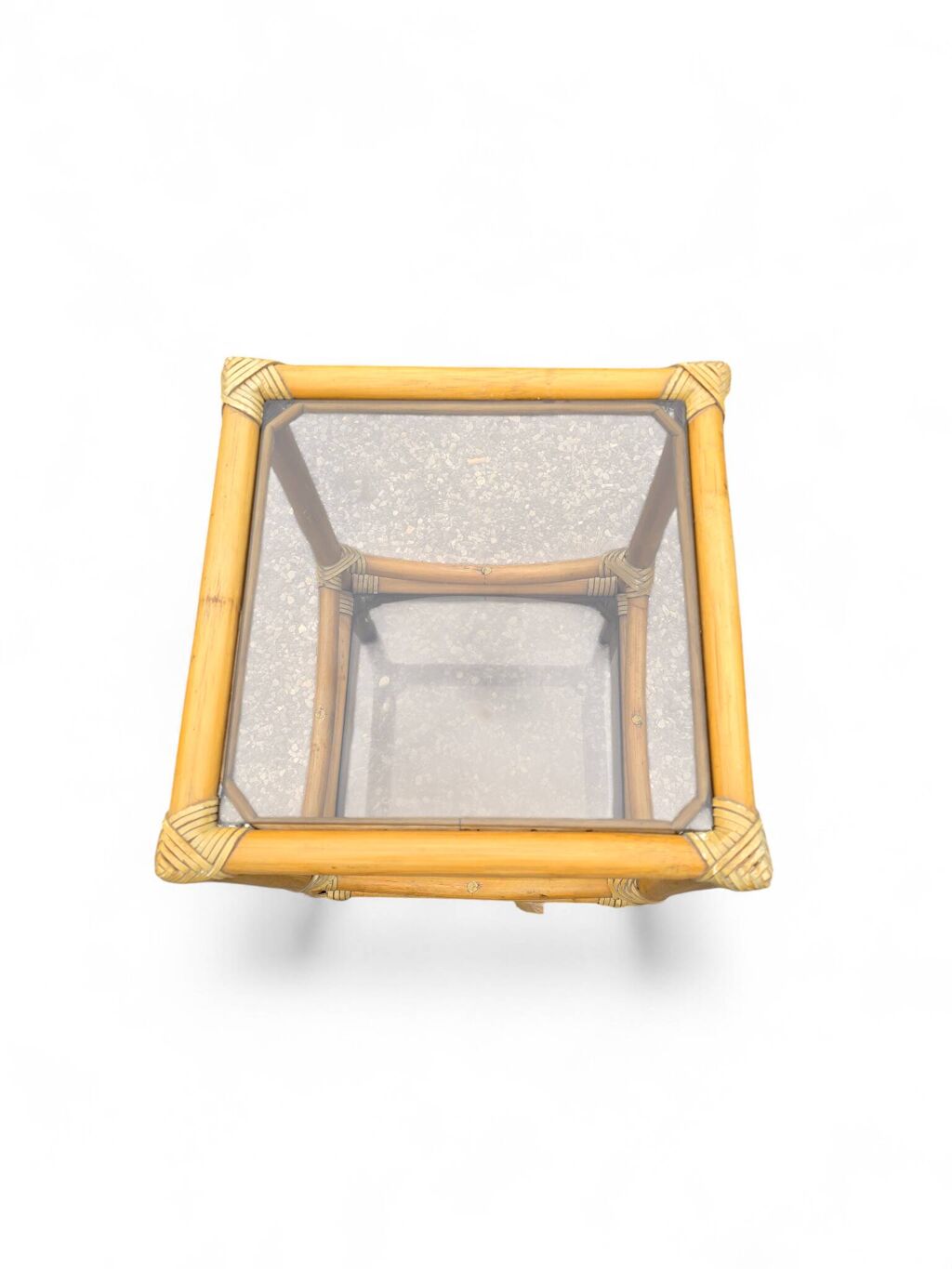 Table d'appoint en bambou et plateaux en verre