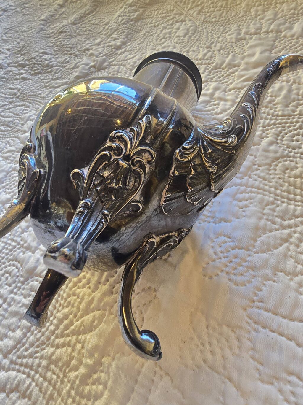 Service thé café métal argenté Art Nouveau avec fontaine
