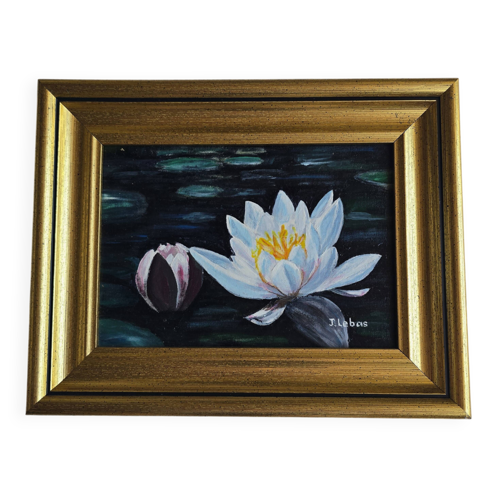 Tableau fleurs d’eau signé Jean Lebas