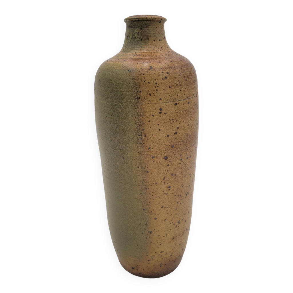 Vase artisanal vintage en grès pyrité