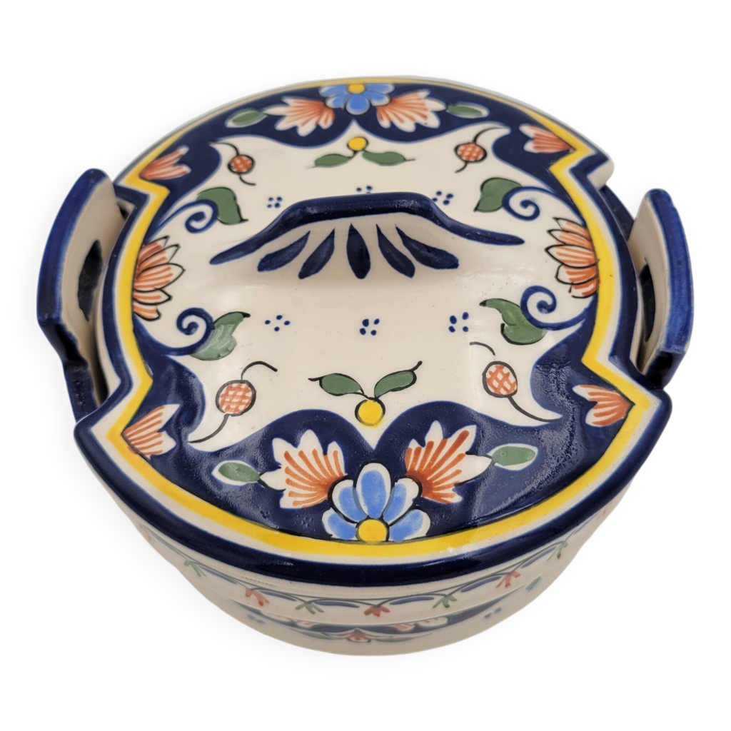 Pot avec couvercle en Porcelaine de Rouen