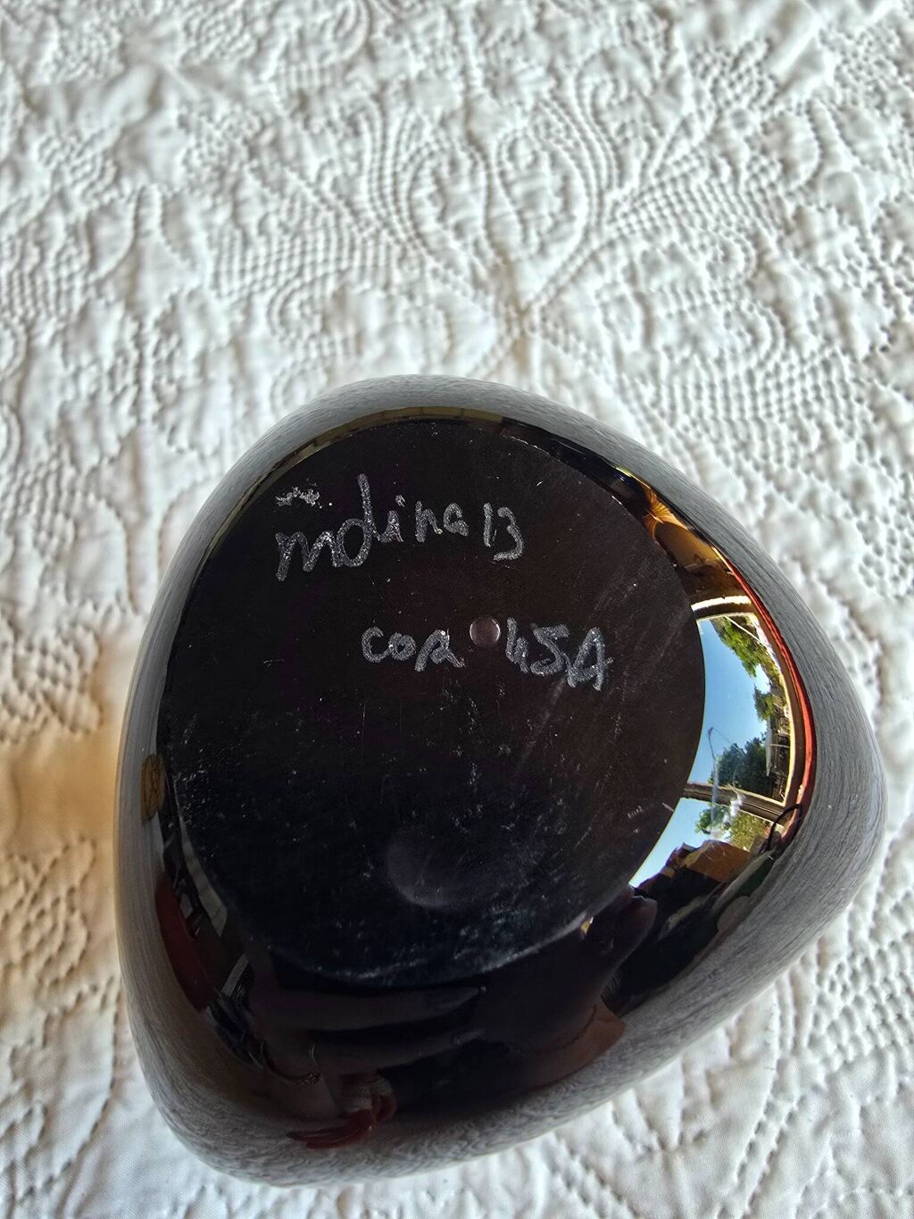 Vase soliflore en verre soufflé Mdina Glass Malta signé 2013