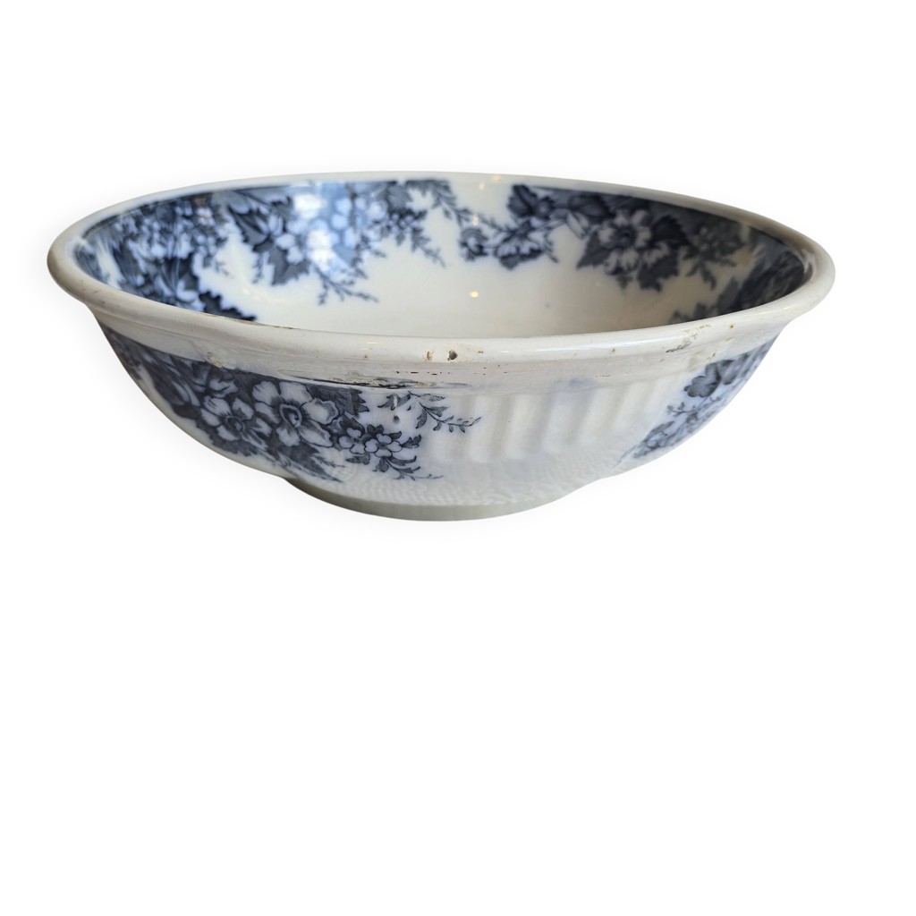 Grande vasque ancienne anglaise A.B &amp; Co modèle May – flow blue floral