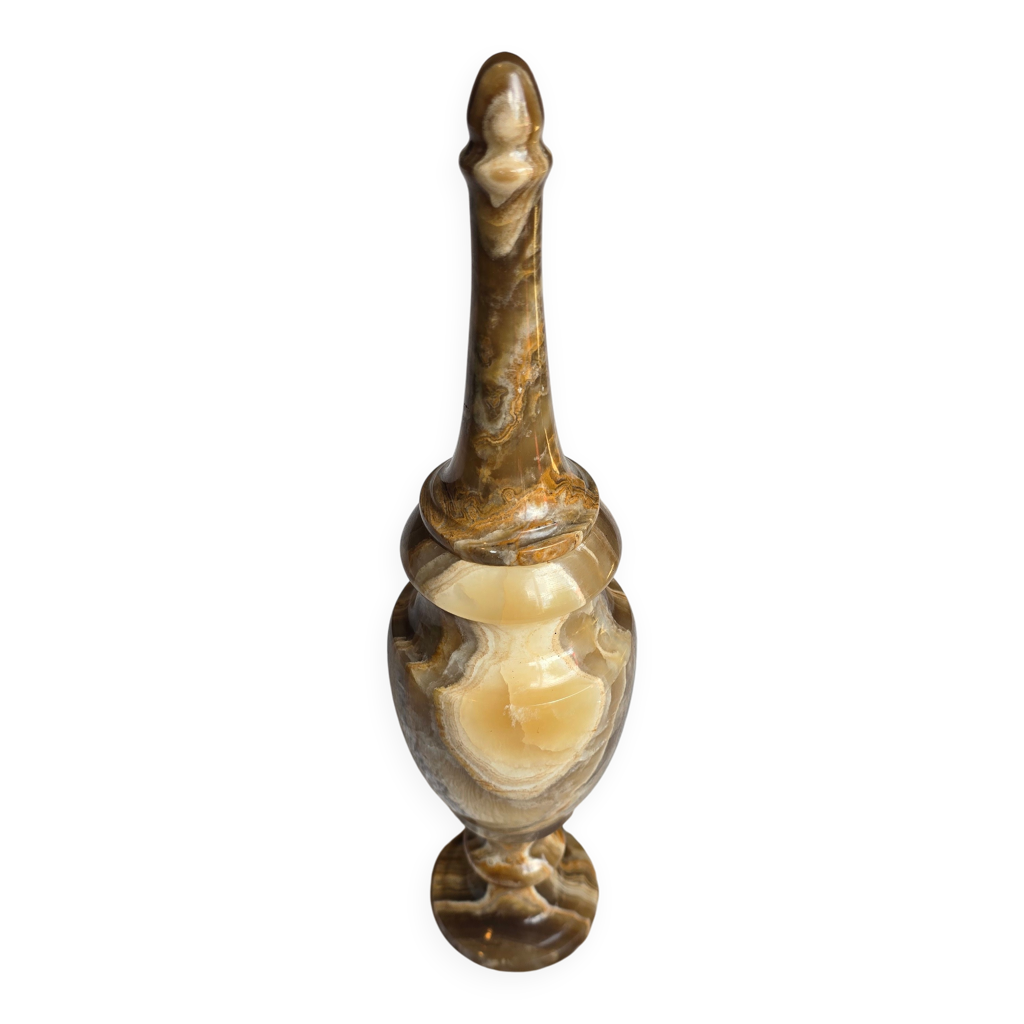 Vase couvert vintage en onyx marbre veiné, années 60-80