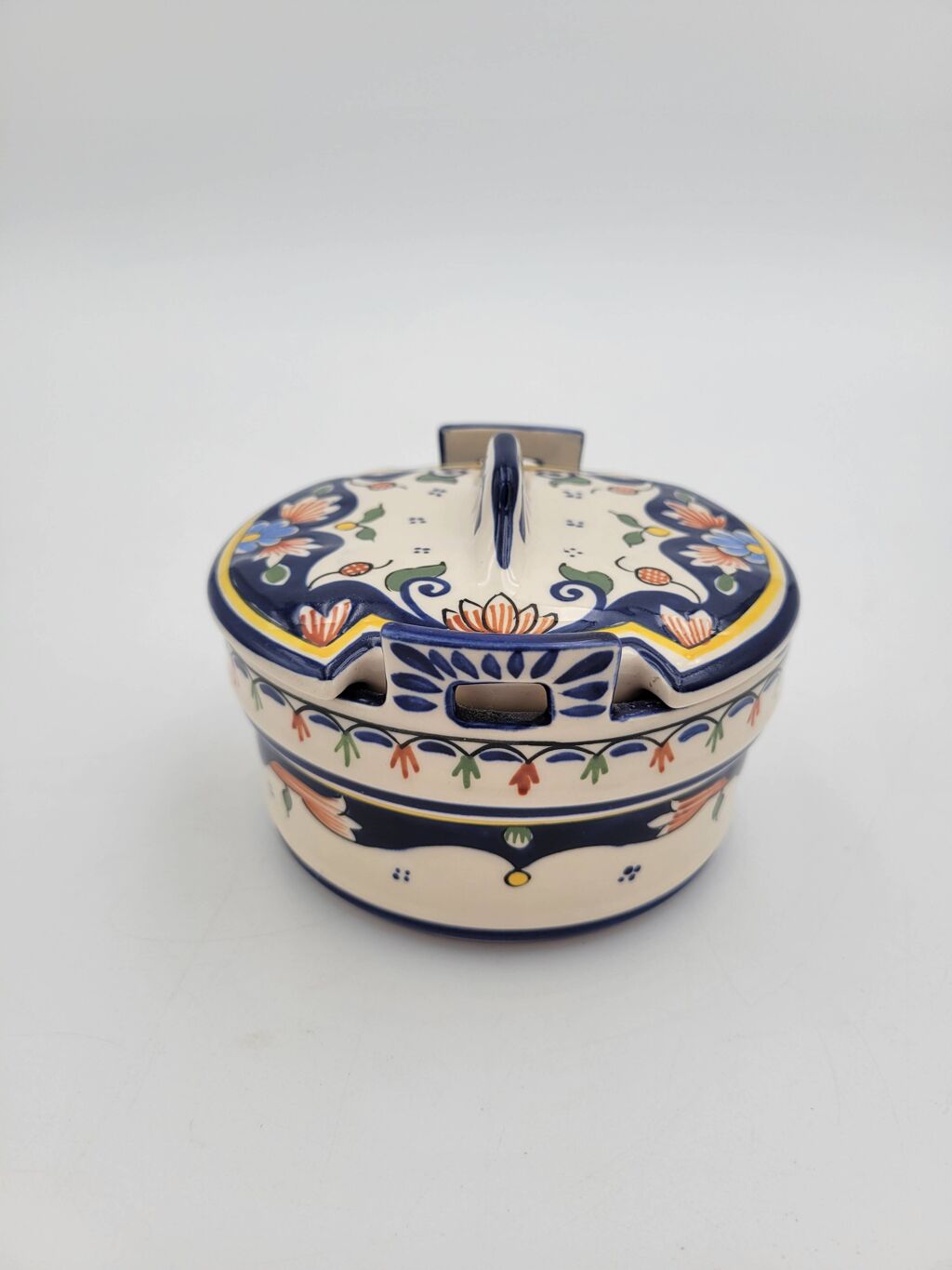 Pot avec couvercle en Porcelaine de Rouen