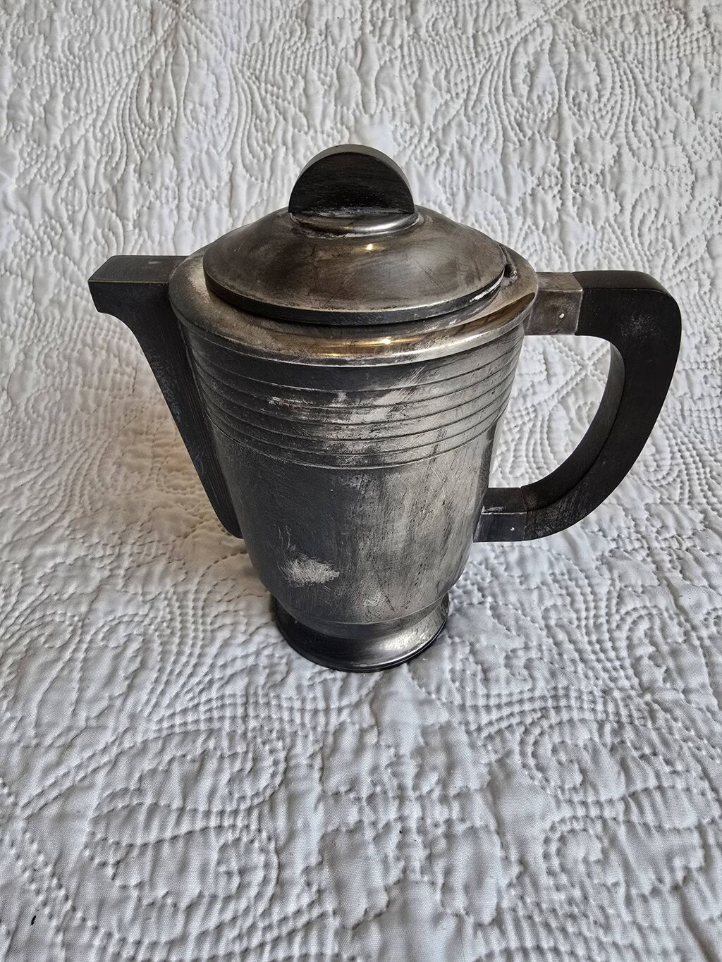 Service à thé et café Art déco en métal argenté et bakélite, années 1930