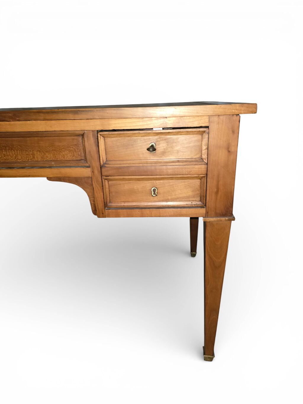 Bureau ancien Louis XVI / Directoire – cuir doré – 5 tiroirs- Clés