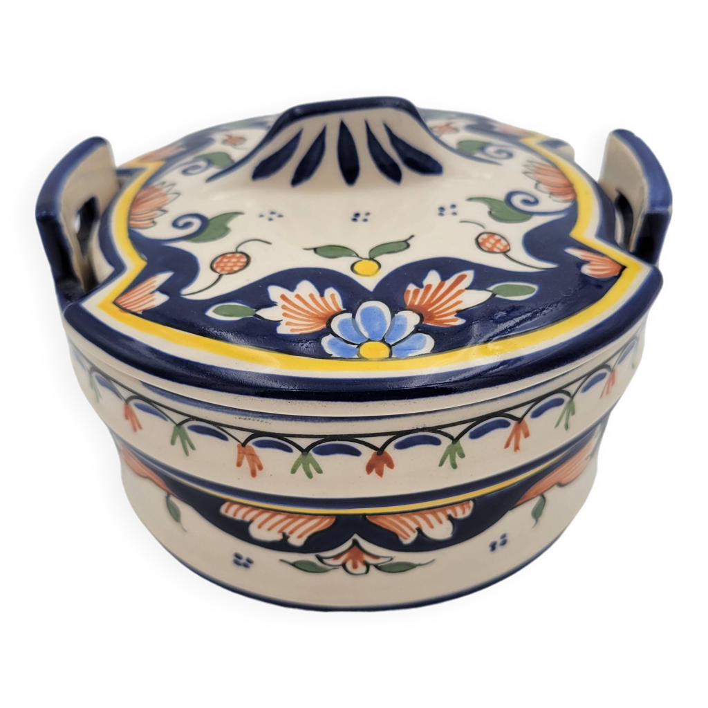 Pot avec couvercle en Porcelaine de Rouen
