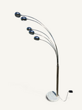 Lampadaire vintage à cinq bras chromés et socle en marbre