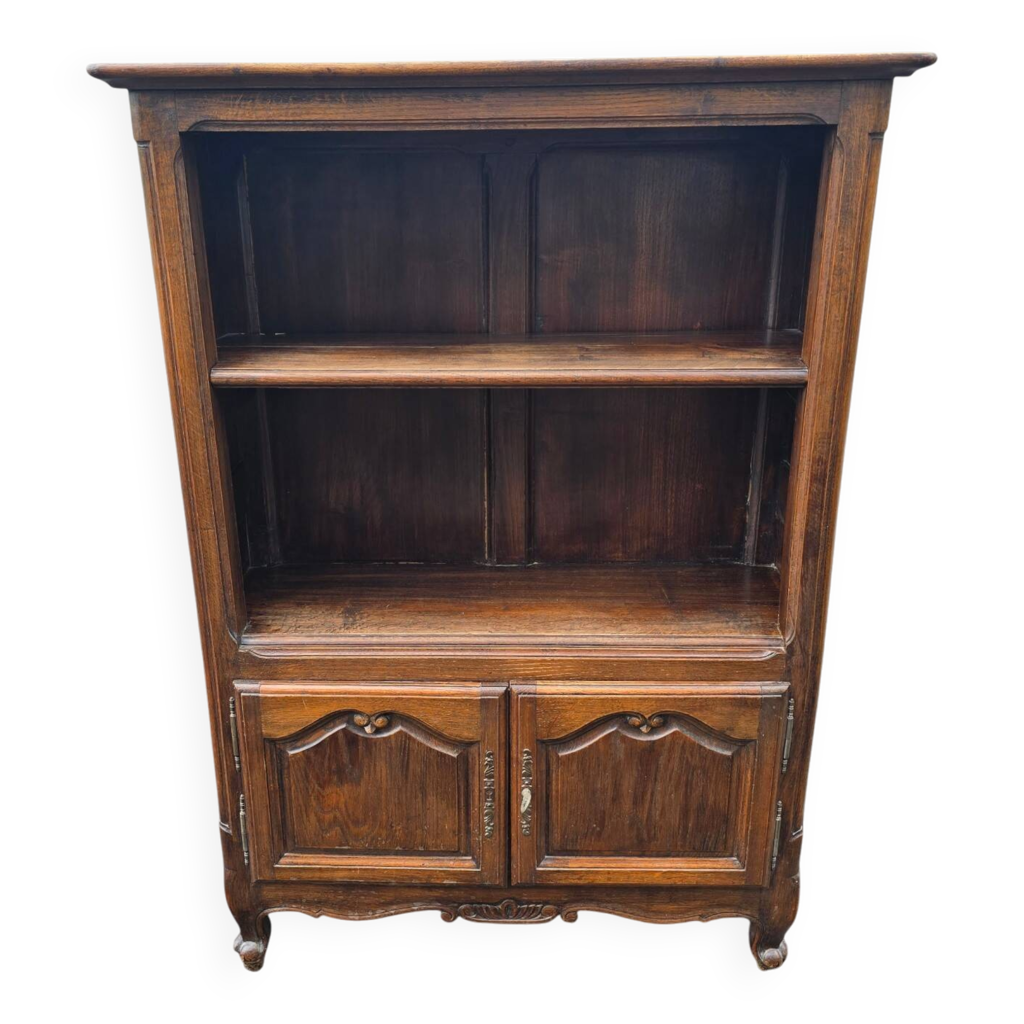 Bibliothèque ancienne de style Louis XV en chêne patiné