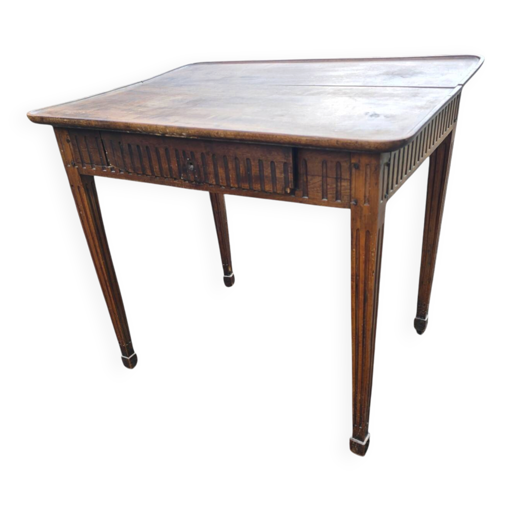 Table à jeux ancienne style Louis XVI en bois patiné