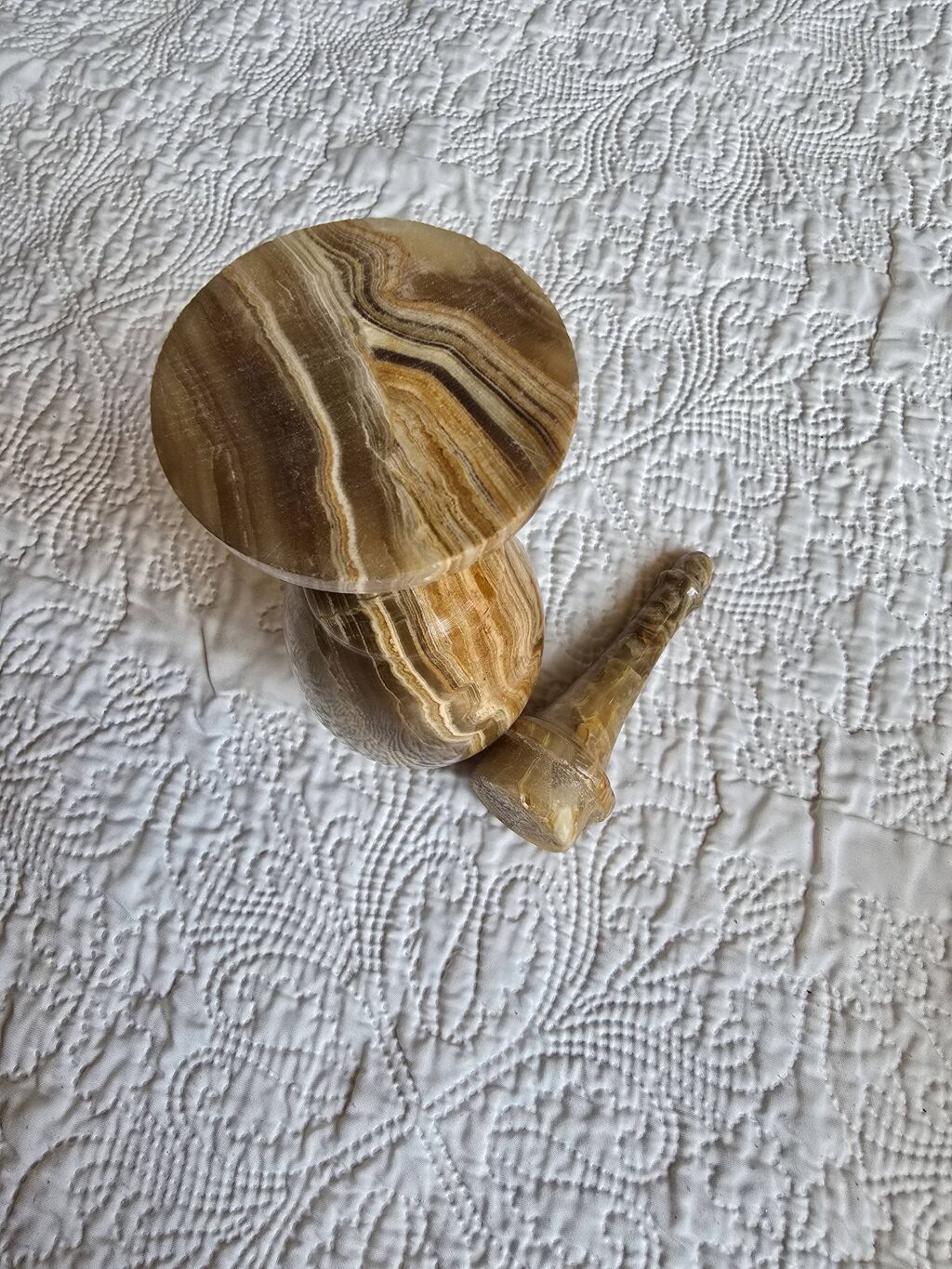 Vase couvert vintage en onyx marbre veiné, années 60-80