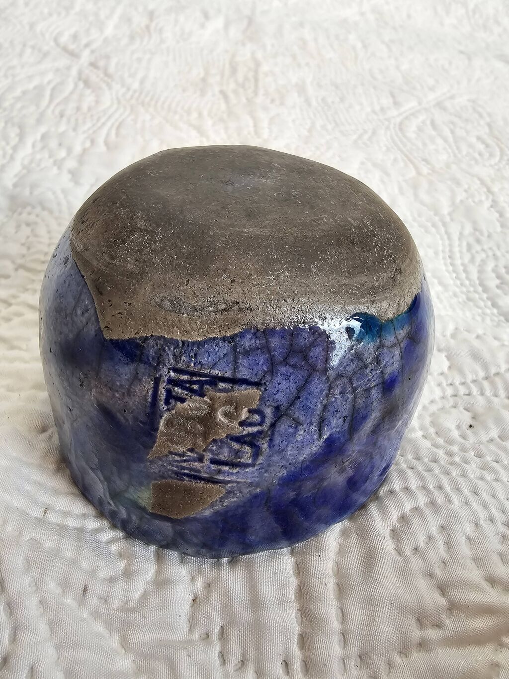 Coupelle artisanale vintage bleue