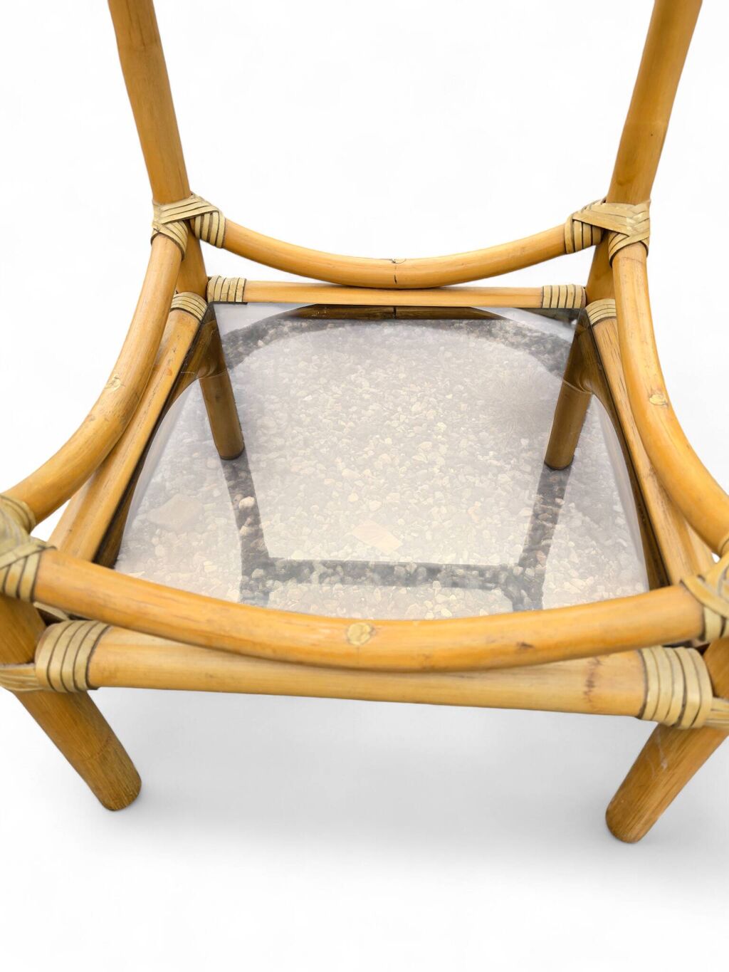 Table d'appoint en bambou et plateaux en verre