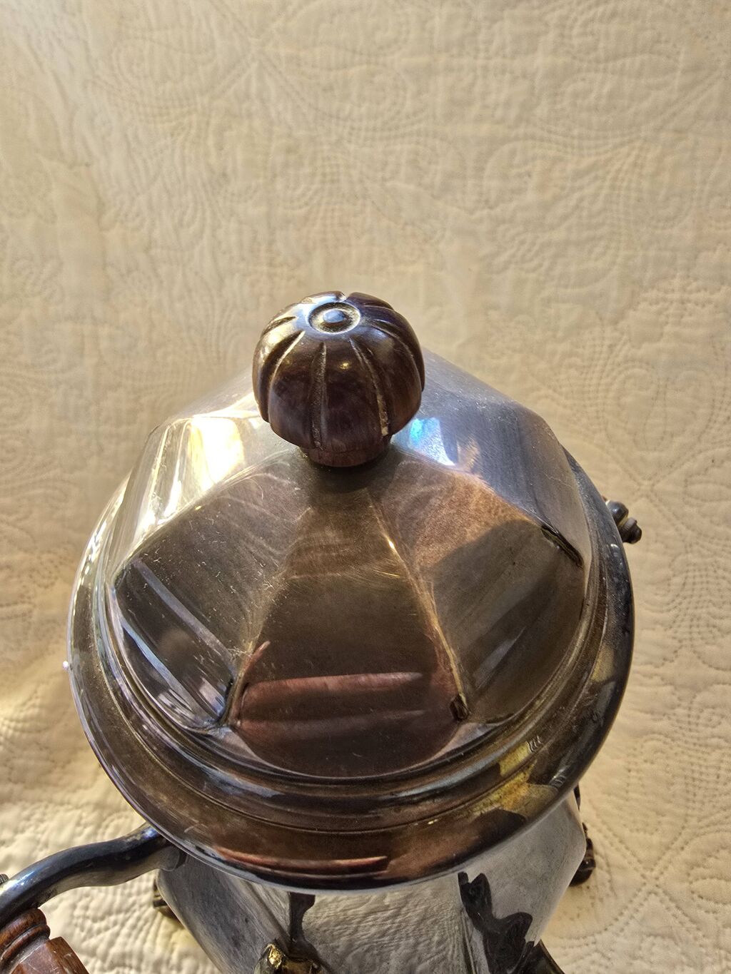 Service thé café métal argenté Art Nouveau avec fontaine