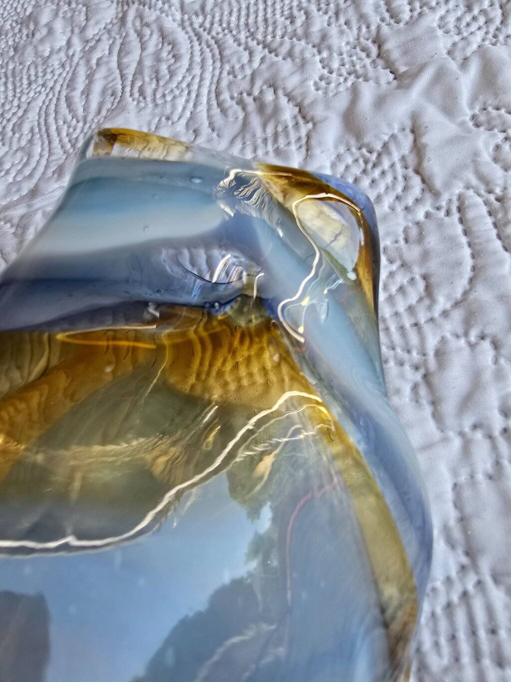 Vase soliflore en verre soufflé Mdina Glass Malta signé 2013