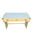 Bureau vintage style campagne en bois laqué crème et laiton