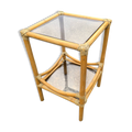 Table d'appoint en bambou et plateaux en verre