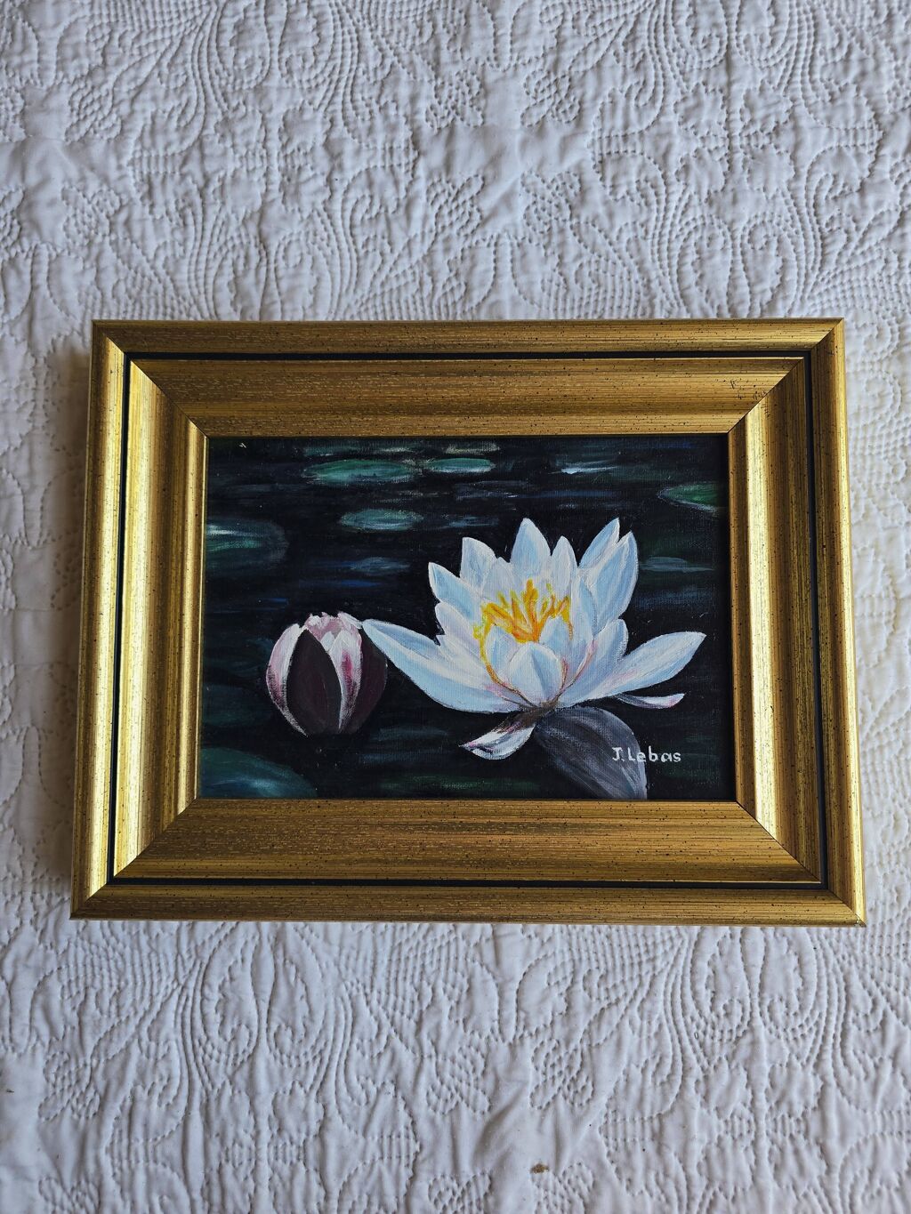 Tableau fleurs d’eau signé Jean Lebas