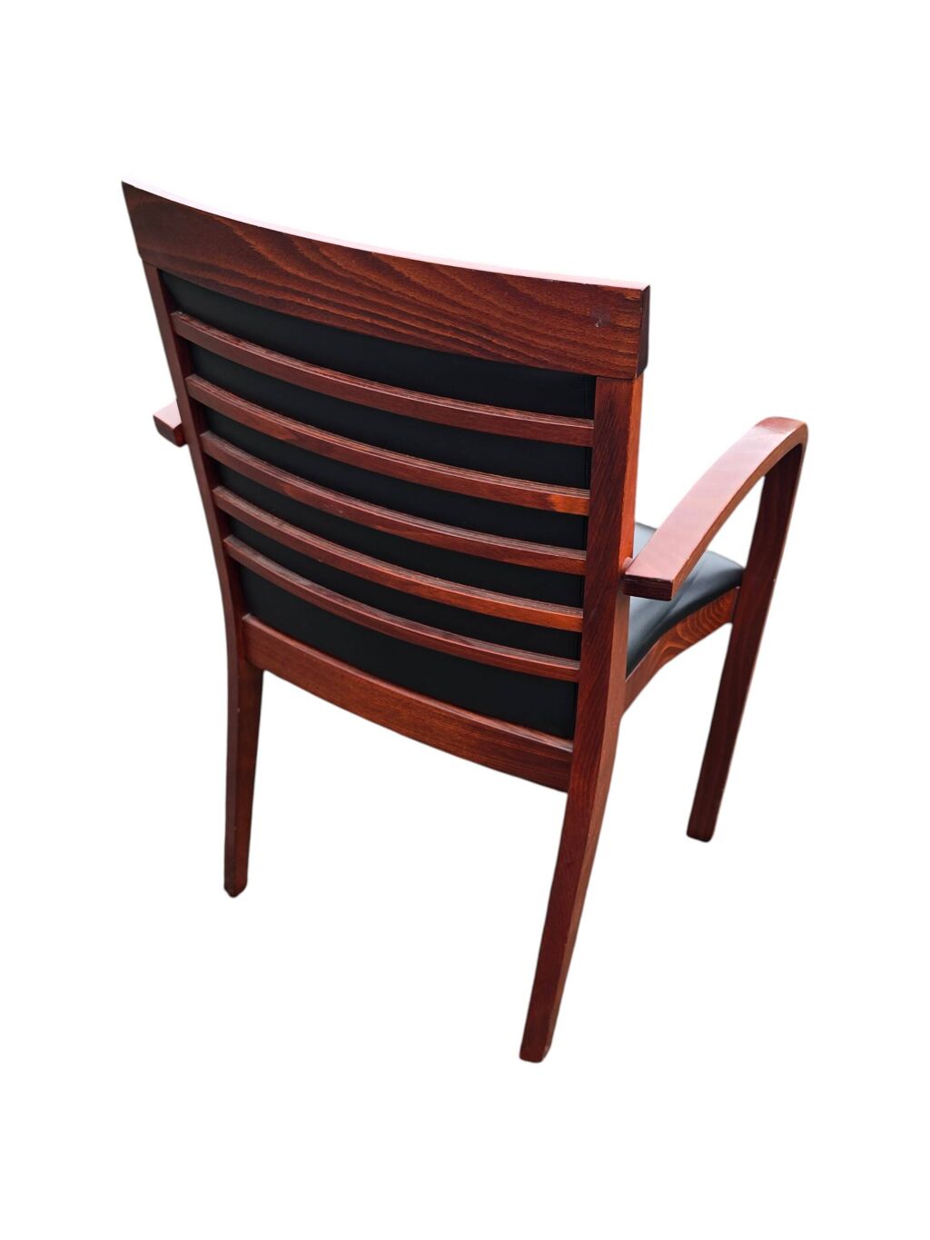 6 fauteuils bridge contemporains en acajou et cuir noir